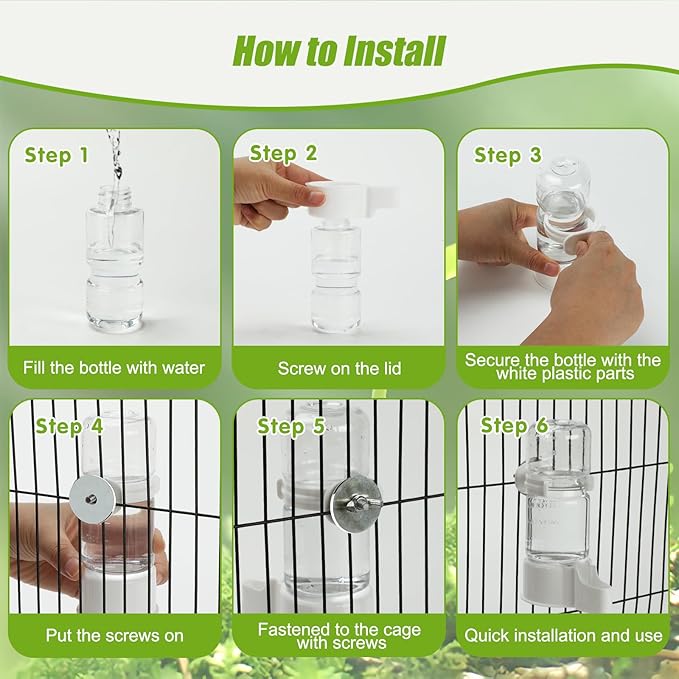 BWOGUE 2PCS Automatic Bird Water Dispenser, 4.73 Fl Oz Parakeet Water Dispenser for Cage No Mess Suspended Bird Water Feeder for Cockatiel Budgie Conure Lovebirds