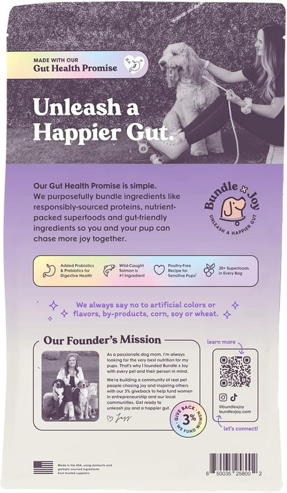 Bundle x Joy Vibrant Salmon Probiotic Dog Food Dry, 4lb Bag, Allergy and Gut-Friendly Adult Kibble for Digestive Health with Wild-Caught Salmon, 20 Plant Based Superfoods, Beef and Poultry Free