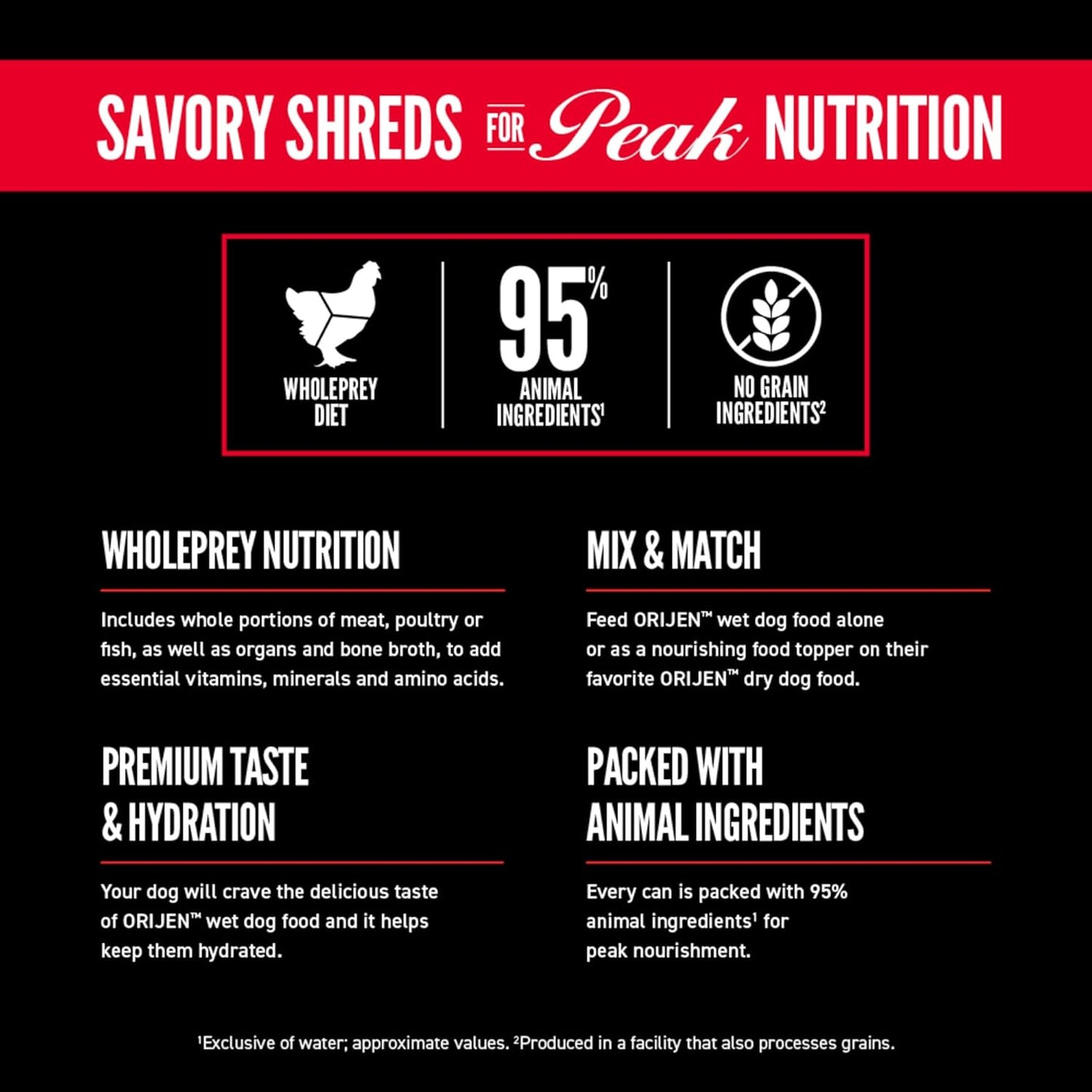 ORIJEN Real Meat Shreds, Grain-Free, Chicken Recipe Stew, Premium Wet Dog Food