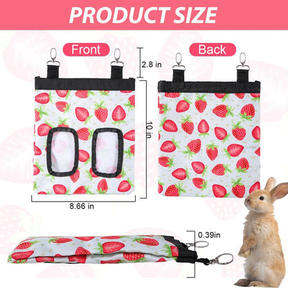 DZWLKJ Guinea Pig Hay Feeder, 2 Pack, 10 x 8 x 0.4 Inches, Stainless Steel, Rabbit Hay Bag, 600D Oxford for Small Pets,Chinchilla,Hamsters