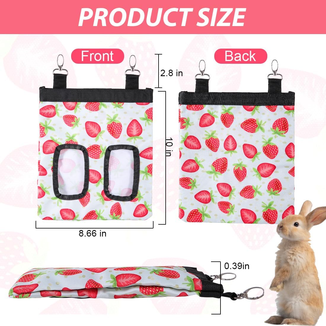 DZWLKJ Guinea Pig Hay Feeder, 600D Polyester, Watermelon, Rabbit Hay Feeder Bag, Guinea Pig, Chinchilla, Hamsters, Small Pets, 1 Pack, Foldable, Lightweight