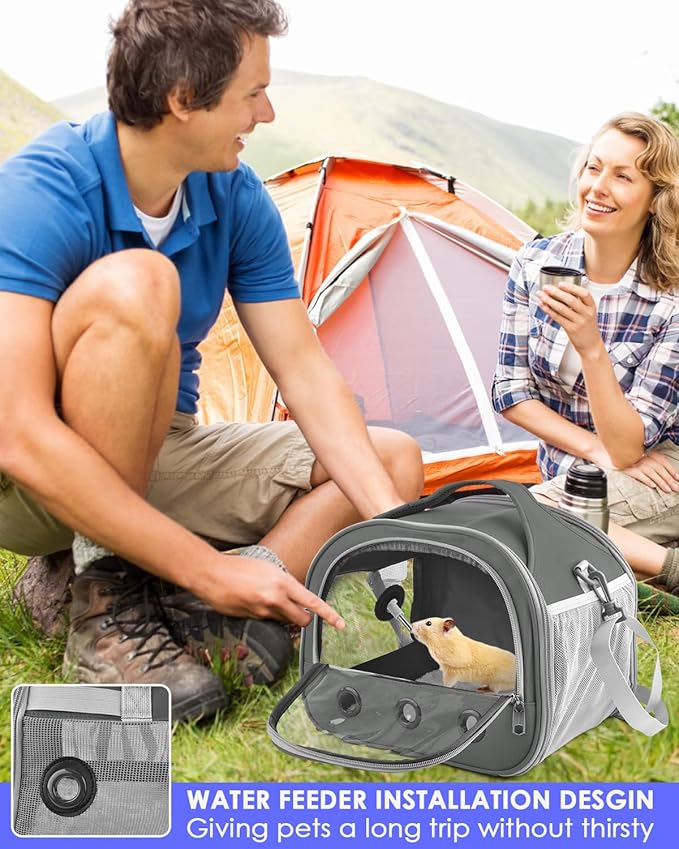 Bissap Guinea Pig Carrier Bag, Portable Small Animal Carrier Pouch for Hamster Chinchilla Rabbit Gerbil Hedgehog Sugar Glider Outgoing Travel Carrying Case - Grey