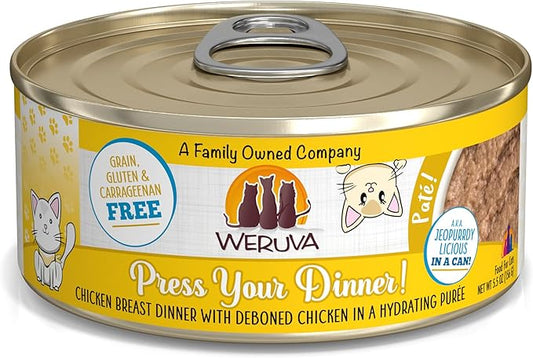 Weruva Classic Cat Paté, Press Your Dinner with Chicken, 5.5oz Can (Pack of 8)