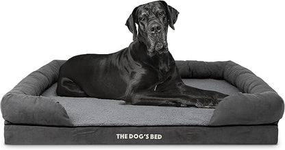 The Dog’s Bed Medium Support Memory Foam Dog Bed XXL Plush Grey, Pain Relief: Arthritis, Hip & Elbow Dysplasia, Supportive, Calming, Waterproof Washable Cover