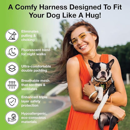 EcoBark Step in Dog Harness - Eco-Friendly Teacup Dog Harnesses for XXS, XS, and Small Dogs - Reflective and Adjustable Mini Body Halter Vest -Tiny Soft Mesh Harness Under 5 lbs (Leopard, XXXS)