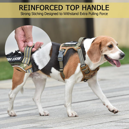 PET MARVEL Tactical Dog Harness for Small Size, No Pull Military Dog Vest with Easy Control Handle, Molle Hoop & Loop, Adjustable Reflective Reinforced Stich for Walking Training, Camouflage