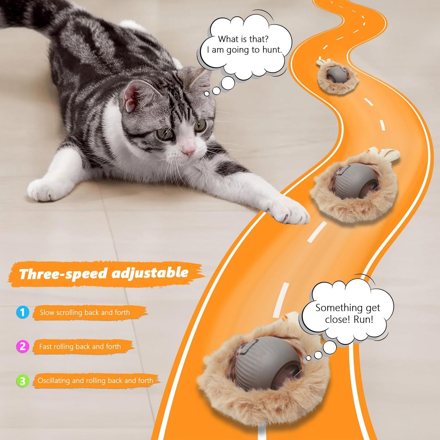 Cat Toys Pack, Interactive Cats Toys for Indoor Cat, Speedy Tail 2.0 Cat Toy, Teaser Feather Mouse Toy for Kittens (20PCS)