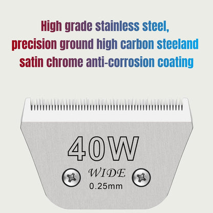 40W Dog Grooming Clipper Replacement Blades, Compatible with Ainds, Oster A5, Wahl Km10 and Other Series Clippers, Blade Size-40W Cut Length 1/100"(0.25mm)