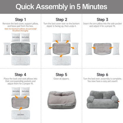 MEWOOFUN Cat Bed for Indoor Cats, Washable Dog Beds for Small Dogs & Cats, Fluffy Cat Couch with Non-Slip Bottom (Blue, 26.0" L x 19.0" W x 13.0" Th)