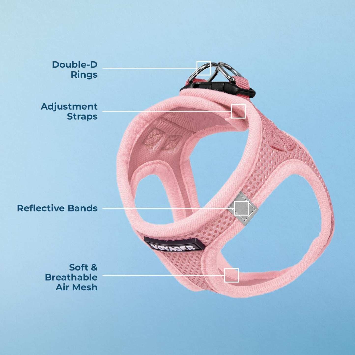 Best Pet Supplies Voyager Step-in Air Harness - All Weather Mesh, Reflective, No Pull Harness for Dogs, Cats - Secure with Hook & Loop Fastener, Buckle, Double D-Rings - Pink, S