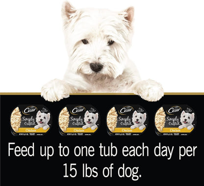 Cesar Simply Crafted Adult Wet Dog Food Meal Topper, Chicken, 1.3 oz. Tubs (24 Count, Pack of 1)