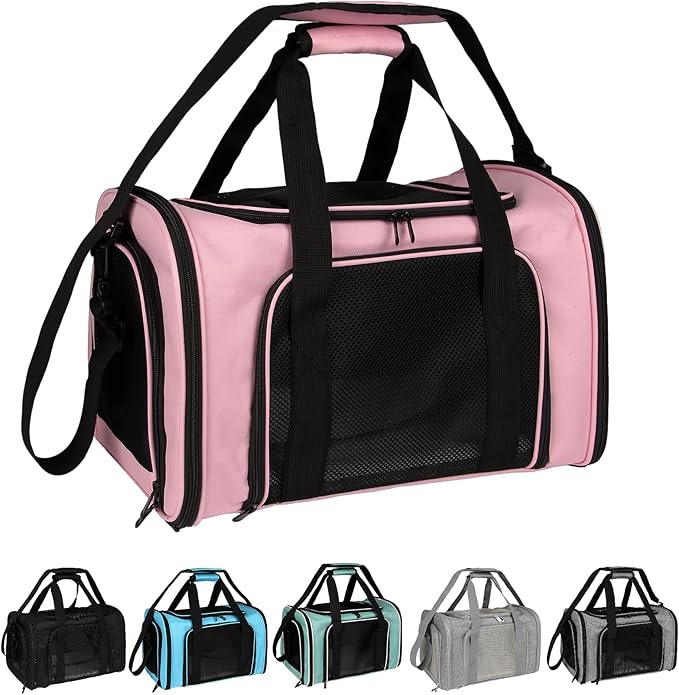 Top tasta Dog Cat Carrier Pet Carriers for Small Medium Large Cats Dogs Carrier Soft Sided Small Puppy Carrier Purse 15 lbs Portable Foldable Airline Approved Dog Cat Travel Carrier Pink 18x11x11