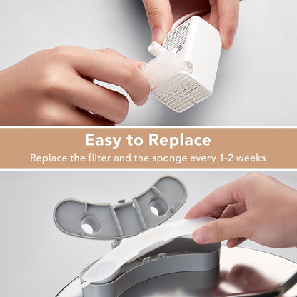 Official 9 Packs Dog Water Filter Replacement and 9 Sponges with 1 Pump Holder for 7L/236oz/1.8Gal Stainless Steel Dog Water Fountain