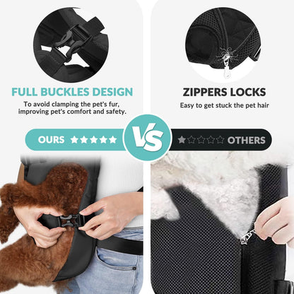 Lukovee Dog Backpack Carrier, Legs Out Easy-fit Dog Front Carrier for Small Medium Dogs, Adjustable Hands Free Dog Chest Carrier for Hiking Cycling (B,Small)