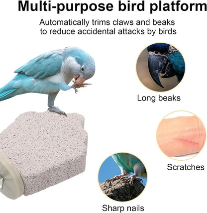4Pcs Bird Beak Grinding Stone, Bird Perches Calcium Parrot Perch Stand Parrot Teeth Mouth Molar Cage Accessories Platform Paw Grinding Sticks Jumping Stand for Budgie Cockatiel Conure Finch
