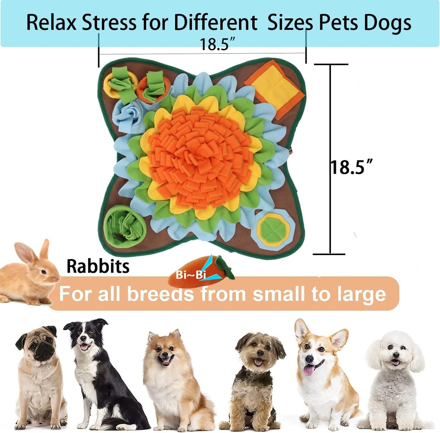 Dogs Snuffle Mat Pet Feeding Mats Puppy Sniffing Pad,Cat Doggies Interactive Puzzle Toys for Multiple Breeds Encourages Natural Foraging Skills,Training and Stress Release (Orange)