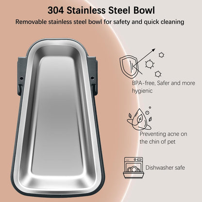 Automatic Dog and Cat Food Feeder and Water Dispenser Set with Stainless Steel Bowls,Gravity Pet Food and Water Feeders,100% BPA-Free,Large Capacity for Cats Dogs Pets…(3.5L Dark Gray)