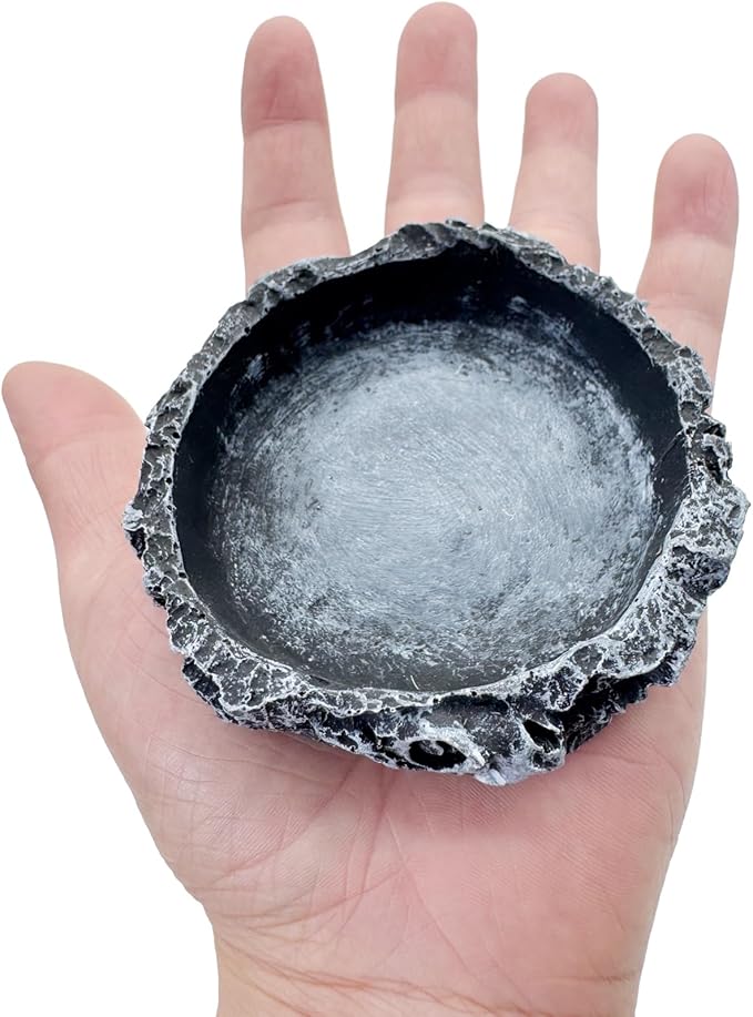 3 Pack Small Reptile Food and Water Bowls, Reptile Feeding Terrarium Bowls for Bearded Dragon Lizard Frog Gecko Tortoise Hermit Crab Snail (Black B)