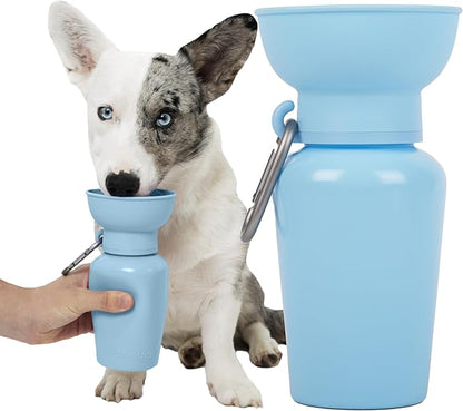 Springer Flip Portable Dog Water Bottle with Foldable Food Grade Silicone Bowl - 20 Ounce Travel Dog Water Bottle Ideal for Camping - Easy Squeeze Hydration & Release to Drain