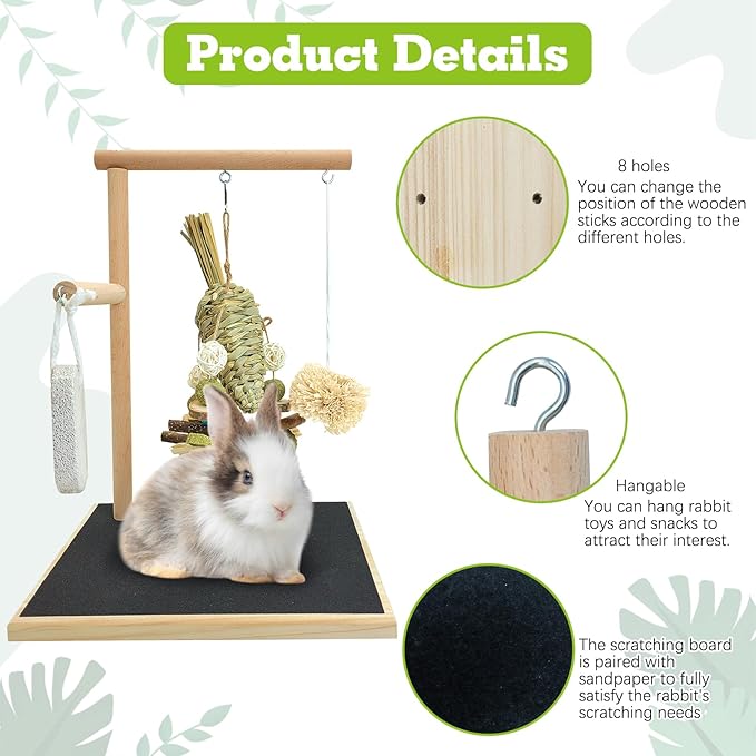 kathson Rabbit Toys for Bunnies Boredom, Rabbit Chew Toys for Teeth Grinding Wooden Bunny Scratching Board Small Animals Play Toy for Guinea Pigs Hamsters Chinchilla Other Rodent Pets