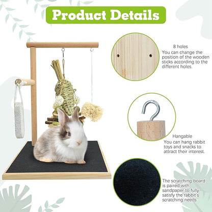 kathson Rabbit Toys for Bunnies Boredom, Rabbit Chew Toys for Teeth Grinding Wooden Bunny Scratching Board Small Animals Play Toy for Guinea Pigs Hamsters Chinchilla Other Rodent Pets