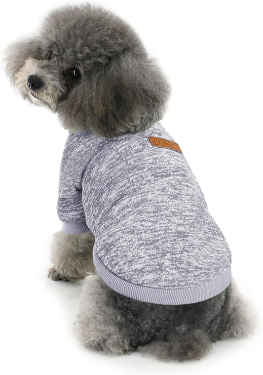 Idepet Pet Dog Classic Sweater, Fleece Coat for Small,Medium,Large Dog,Warm Pet Dog Cat Clothes,Soft Puppy Customes 2 Color (L, Grey)