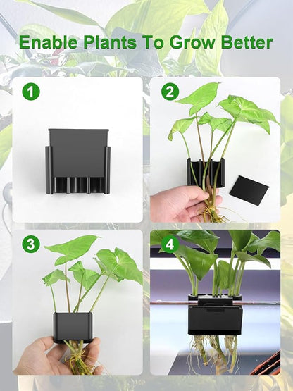 3 Holes Upgraded Aquatic Plant Cup Aquarium Plant Holder for Tank, Hanging Aquarium Plant Holder, Aquarium Aquatic Plant Cultivation, Aquarium Plant Decoration - 1 Pcs Black