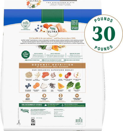 Nutro Ultra Adult Large Breed Dry Dog Food, Chicken, Lamb and Salmon Protein Trio, 30 lb. Bag