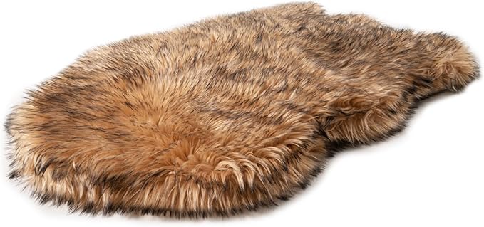 PupRug Orthopedic Dog Bed for Large Dogs with Fluffy Soft Faux Fur and Memory Foam for Joint Pain Relief, Machine Washable and Waterproof Couch Bed, Sable Tan, Large/Extra Large