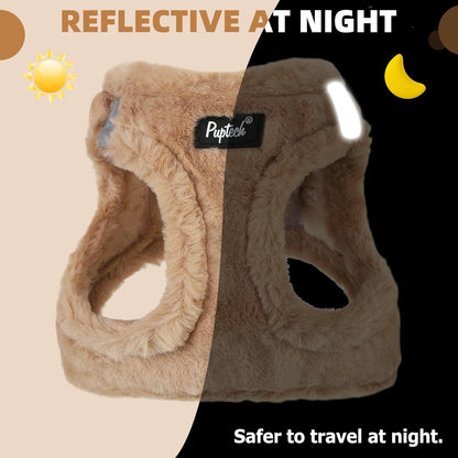 PUPTECK Adjustable Dog Harness Collar and Leash Set Step in No Pull Pet Harness for Small Medium Dogs Puppy and Cats Outdoor Walking Running, Soft Mesh Padded Reflective Vest Harnesses, Khaki M