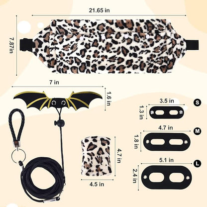 Bearded Dragon Leash and Harness Set, Beardie Carrier, Bearded Dragon Leash Adjustable Harness with Leather Wings and Sling Bag