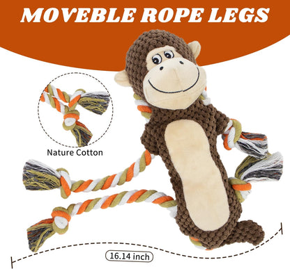 Squeaky Durable Dog Toys, Large Breed Dog chew Toys, Interactive Toys, Stuffed Plush Puppy Toy with Crinkle Paper for Small, Middle, and Big Dogs, Monkey Dog Toy,Orangutan Shape