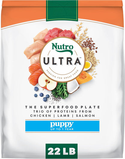 Nutro Ultra High Protein Dry Puppy Food, Trio of Proteins from Chicken, Lamb and Salmon, 22 lb Bag