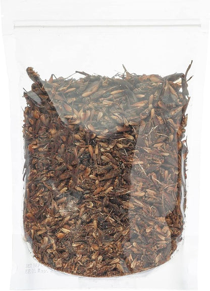 Amzey Appetizing Mealworms Natural Dried Crickets - Food for Bearded Dragons, Wild Birds, Chickens, Fish - (8 oz Resealable Bag) - Veterinary Certified