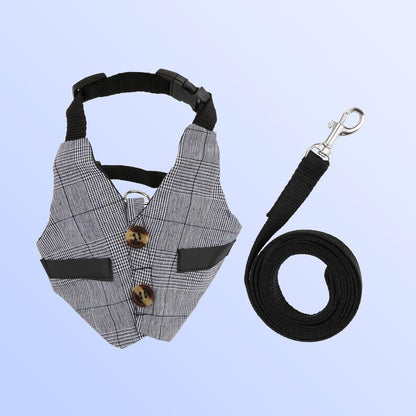 Rabbit Vest Harness and Leash Set Adjustable Formal Suit Style for Bunny Kitten Small Animal Walking (L)