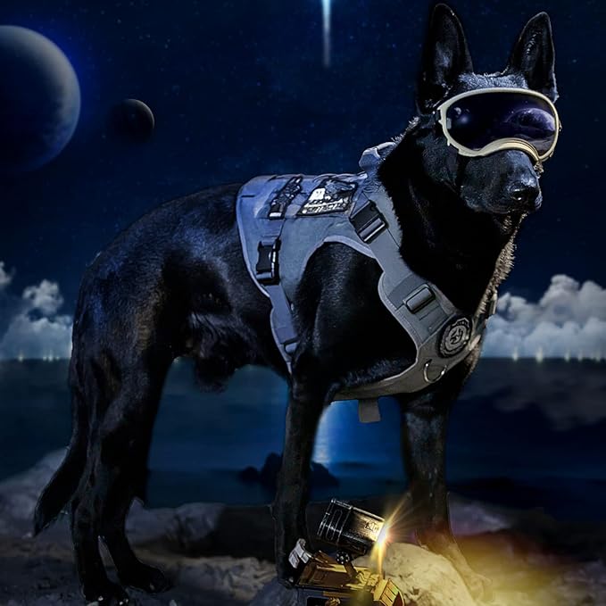 OneTigris Tactical Dog Training Vest No Pull Harness for Dogs,Adjustable Dog Hiking Harness Working Vest(Grey, Large)