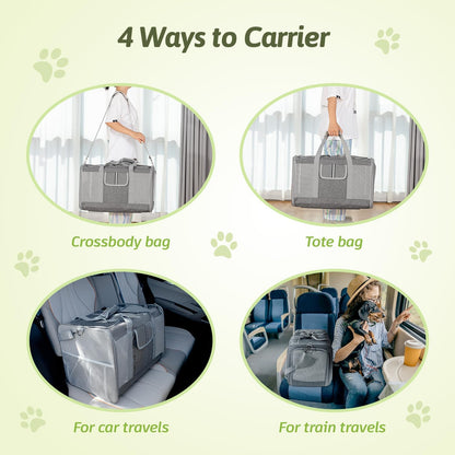 Extra Large Cat Carrier for 2 Cats, 24x14x16in Pet Carriers for Cat and Dog Up to 40lbs, All-Sided Large Mesh Cat Carrier with Great Ventilation, Portable Soft Sided Pet Carriers for Traveling