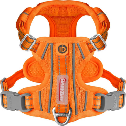 BARKBAY Dog Harness No Pull with ID Tag Pocket - Heavy Duty, Reflective, Easy Control for Large Dogs(Orange,S)