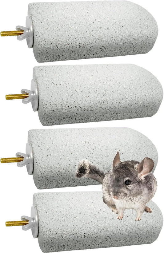 Chinchilla Lava Ledges Rat Climbing Platform 4 Pack Pumice Ledge Shelf Pet Chewing Grinding Toys Small Animals Cage Accessories for Totoro Squirrel Guinea Pig Hamster Gray
