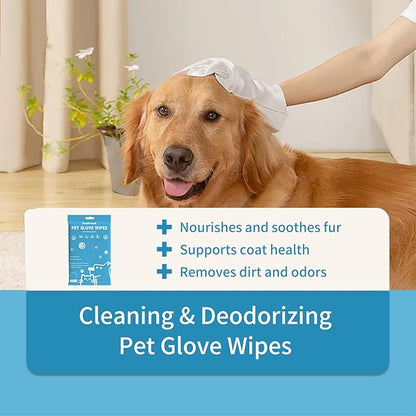 Hypoallergenic Pet Grooming Wipes for Dogs & Cats - Coconut Oil Cleaning & Deodorizing Bathing Wipes with Hydrating Formula for All Body Parts,Dog Cleaning Wipes Remove Odor (1 Pack)