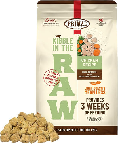Primal Kibble in The Raw, Freeze Dried Cat Food, Chicken, Scoop & Serve, Made with Raw Protein, Whole Ingredient Nutrition, Crafted in The USA, Dry Cat Food, 24 Ounce (1.5 lb) Bag