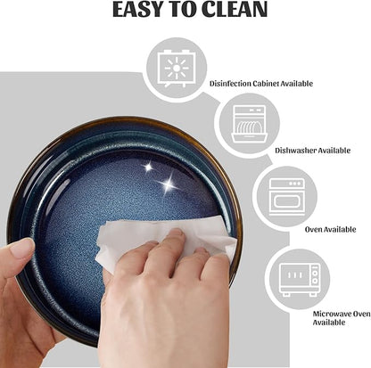 SPUNKYJUNKY 15° Slanted Ceramic Dog and Cat Bowl with Wooden Stand, Tilted Bulldog Food and Water Bowl No Slip Non-Spill for Cats Medium Dogs Big Face Pets 28.7 OZ (3.6 Cups, Starry Blue × 2)