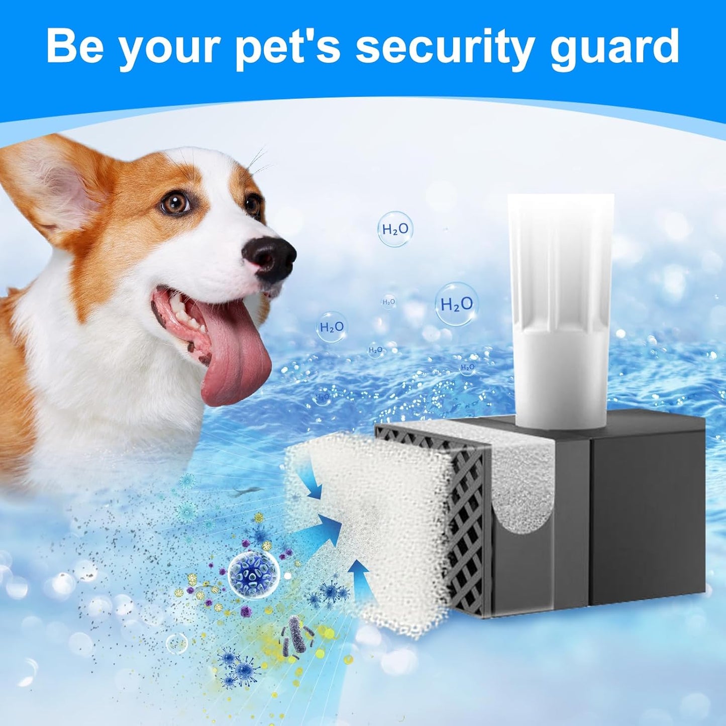 6+6 Pack Filter & Pump Sponges Dog Water Fountain Filters Replacement Compatible with FEELNEEDY 7L/1.8Gal Drinking Water Fountains(FN-W05), Cat Fountains Filter for Pet Automatic Bowl Dispenser