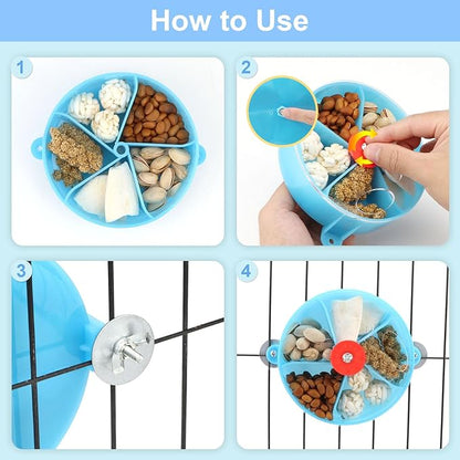 Bird Creative Foraging System Wheel Seed Food Ball Rotate Training Toy for Small and Medium Parrots Parakeet Cockatiel Conure (Blue)