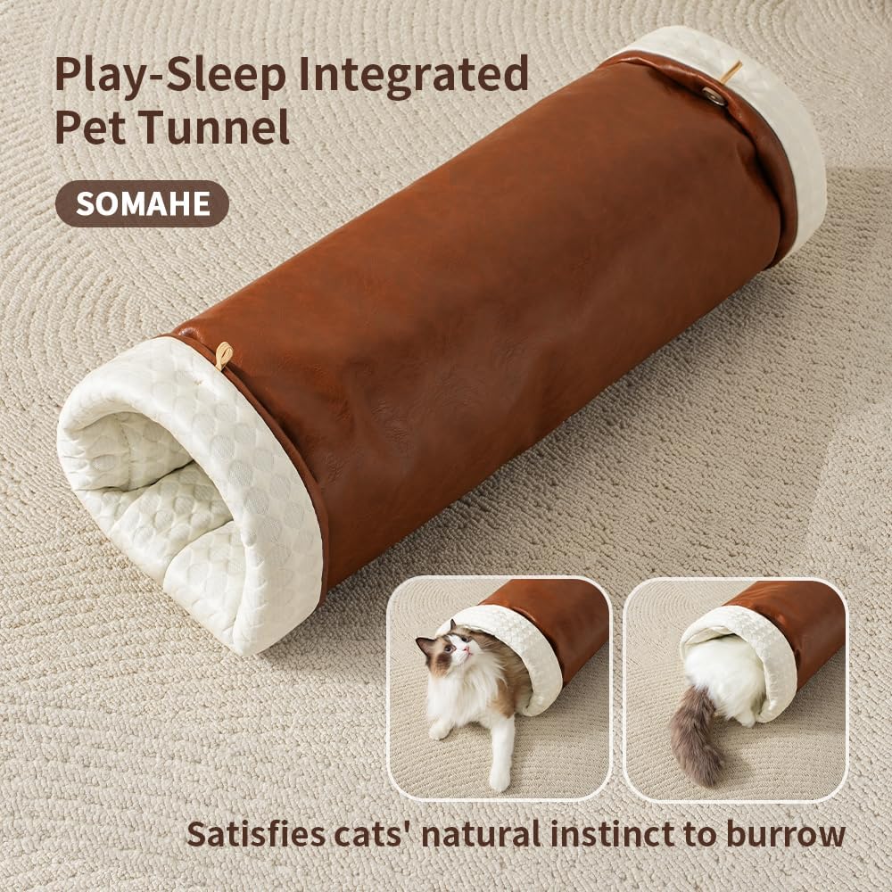 Cat Beds for Indoor Cats Dog Bed for Small Dogs 5 in 1 Function - Leather Mats Bed Cave Pillow Pad for Puppy & Kitten Four-Season 27.5 * 35.4inch Grey