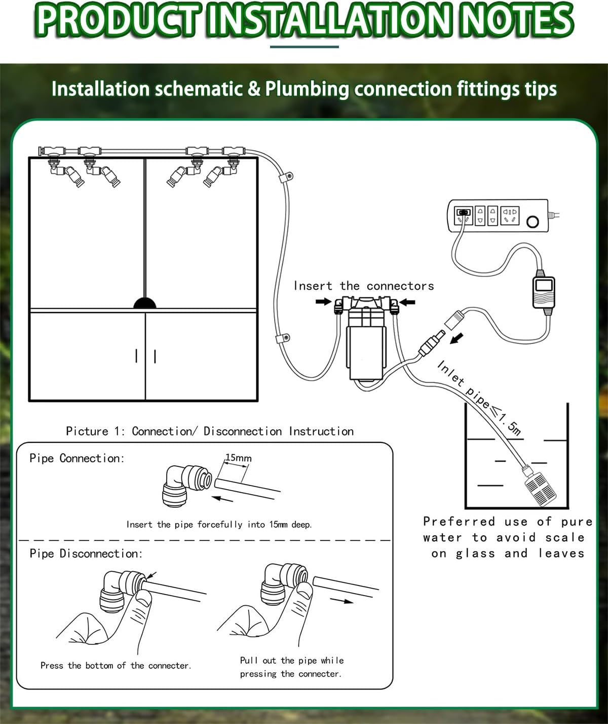 Reptile Mister Automatic Misting System, Reptile Humidifiers for Terrariums, Reptile Misting System with Programmable Timer & 6PCS Adjustable 360° Nozzles, for a Variety of Reptiles/Amphibians/Herbs