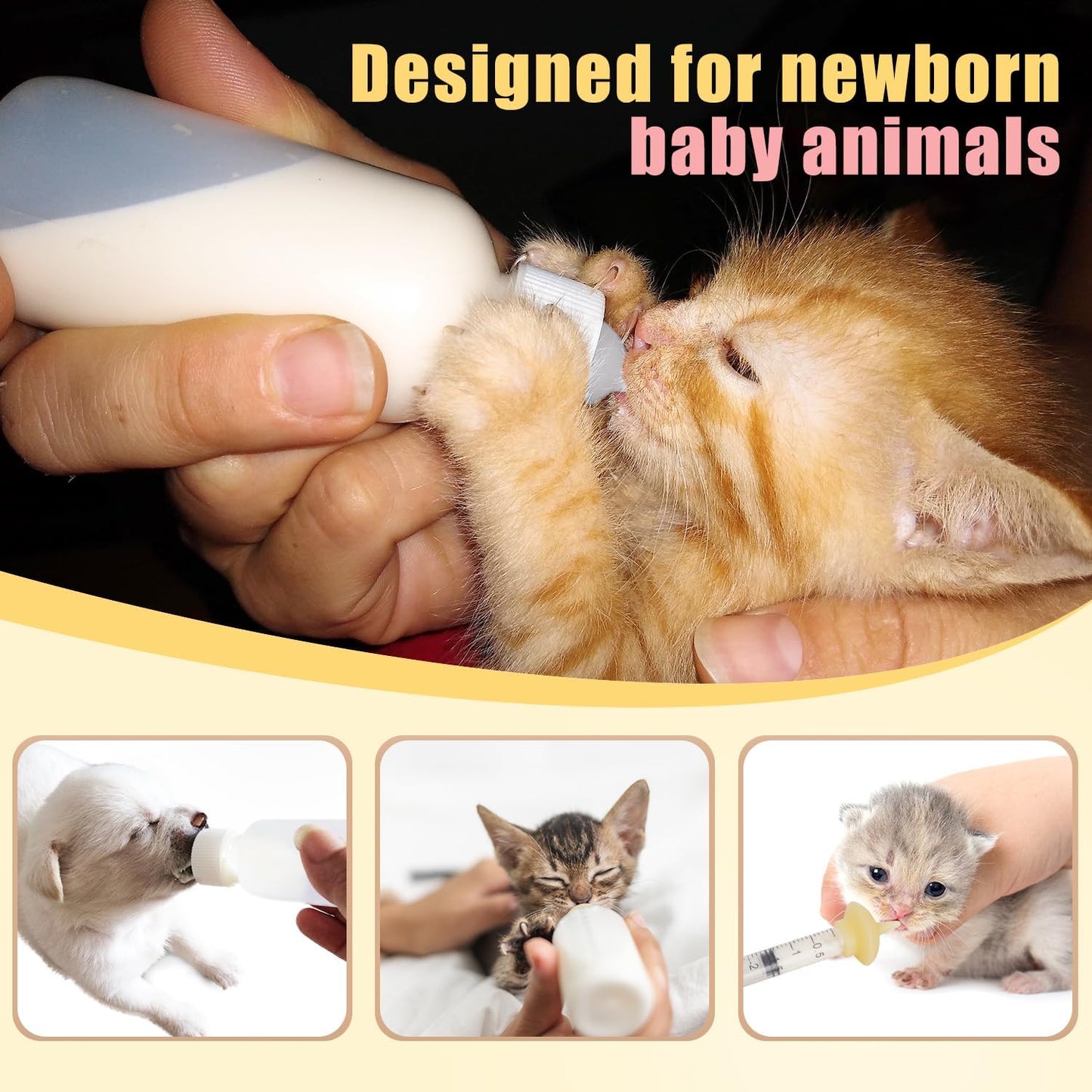 Mini Pet Feeding Bottle and Syringes with Nipples for Small Cat Dog Animals (Model 4)