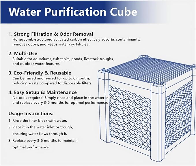 Pure Cube Water Trough Filter,Aquarium Filter,Filternatur Horse Water Trough Filter,Water Trough Purifier Cube for Fish Tanks,Ponds & Livestock Tanks,Super Strong Filtration and Odor Control