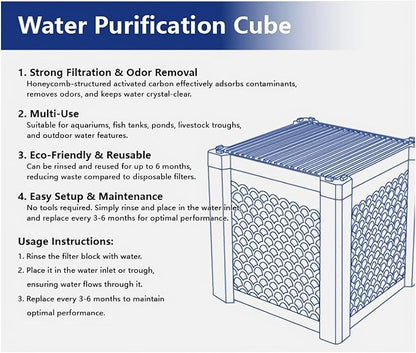 Pure Cube Water Trough Filter,Aquarium Filter,Filternatur Horse Water Trough Filter,Water Trough Purifier Cube for Fish Tanks,Ponds & Livestock Tanks,Super Strong Filtration and Odor Control