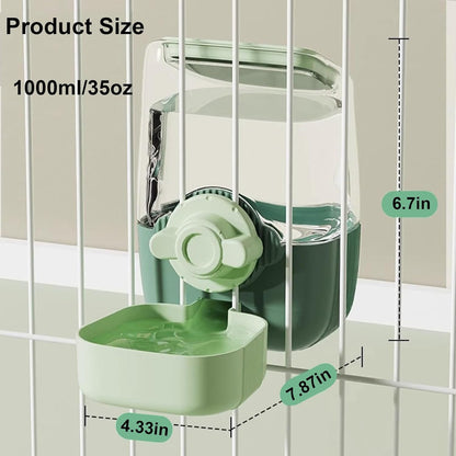 35oz Rabbit Water Bottle, Pet Hanging Automatic Water Dispenser for Small Animal Ferret Guinea Pig Chinchilla Dog Cat (Cage Grid Spacing 1.1''-2.1'') (Green)